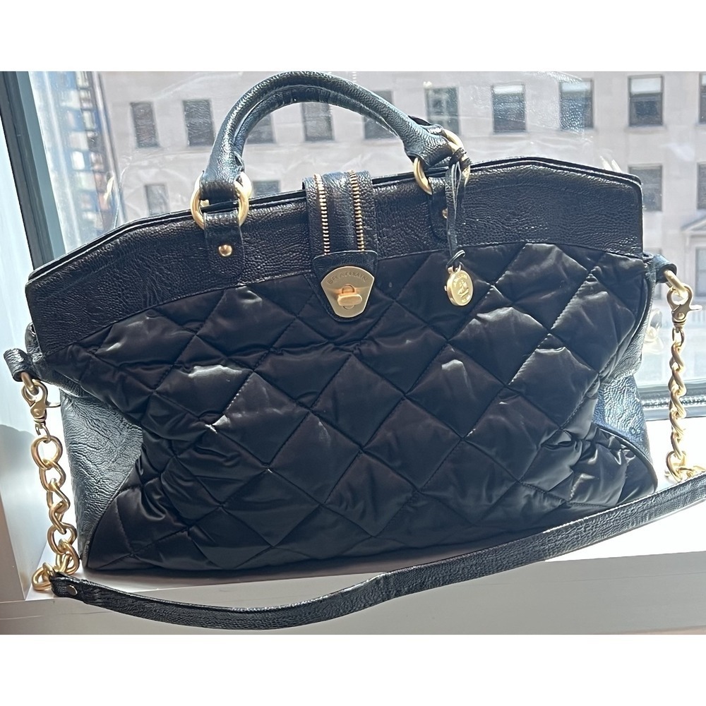 Brahmin Black Quilted Leather Briefcase